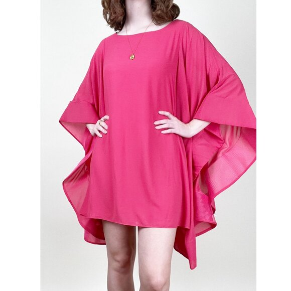 Vintage Ruffle Wide Flare Bell Sleeve Tunic Mini Dress Mod Barbiecore Barbie 70s - Picture 3 of 12